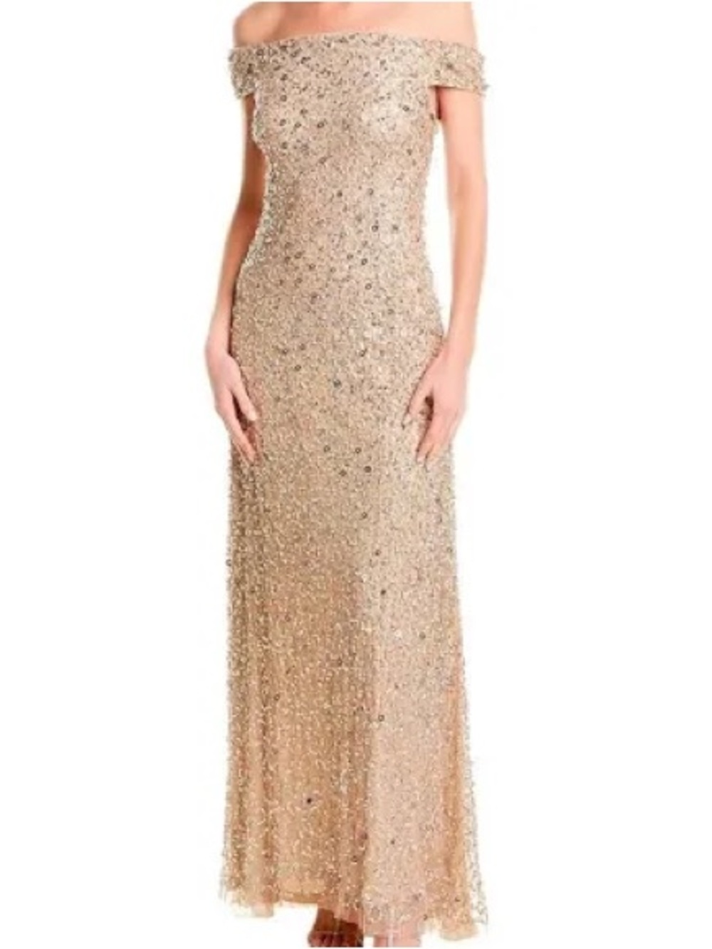 Adrianna Papell Sequin Evening Dress in Champagne